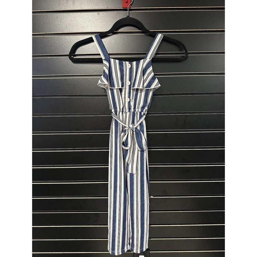 Girls Blue & White Stripe Jumpsuit Size 6